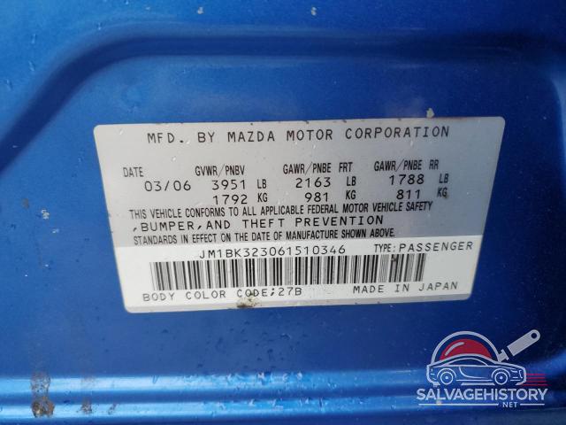 JM1BK323061510346 2006 MAZDA MAZDA3 photo no. 12