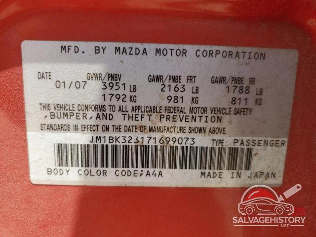 JM1BK323171699073 2007 MAZDA MAZDA3 photo no. 12
