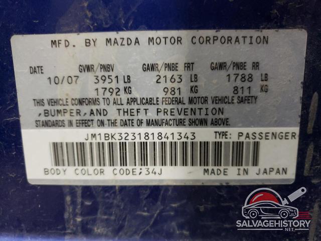 JM1BK323181841343 2008 MAZDA MAZDA3 photo no. 12