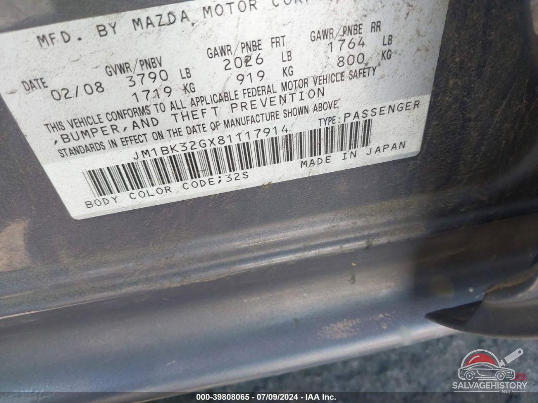 JM1BK32GX81117914 2008 MAZDA MAZDA3 photo no. 9