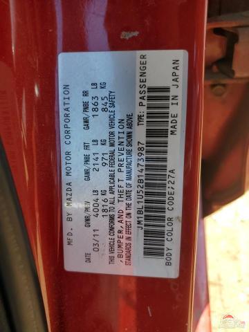 JM1BL1U52B1473987 2011 MAZDA MAZDA3 photo no. 12