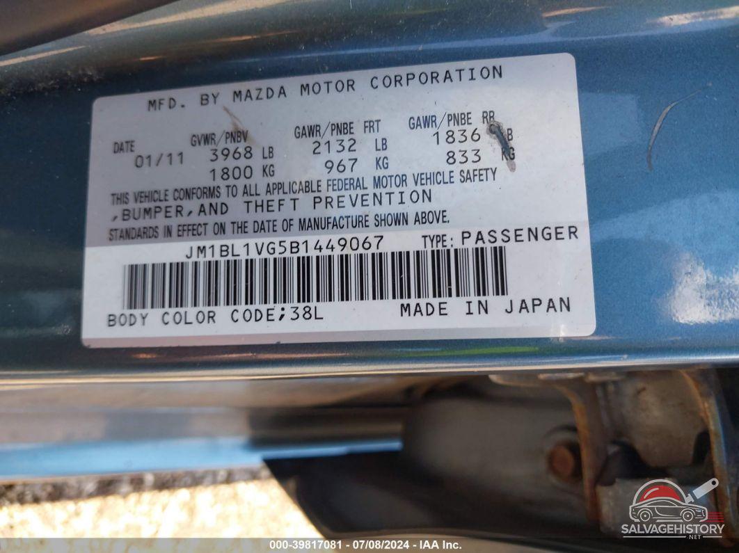 JM1BL1VG5B1449067 2011 MAZDA MAZDA3 photo no. 9