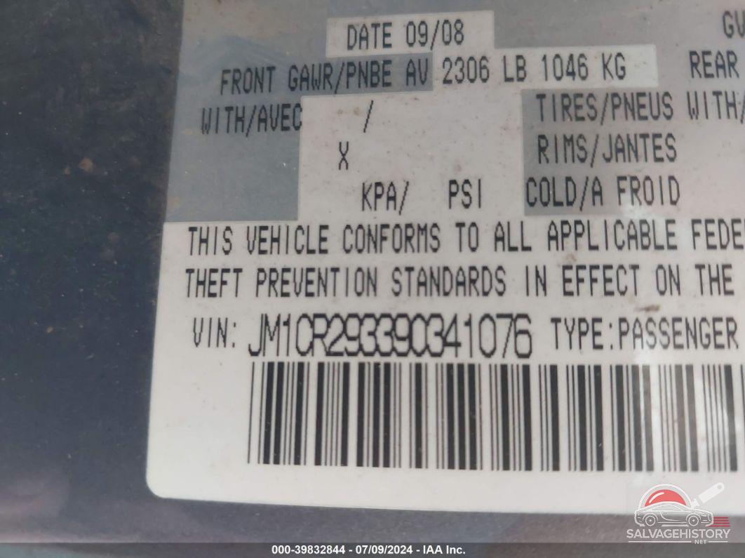 JM1CR293390341076 2009 MAZDA MAZDA5 photo no. 9