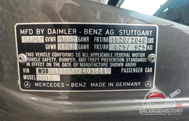 WDBDA28D3HF401681 1987 MERCEDES-BENZ 190-CLASS photo no. 10