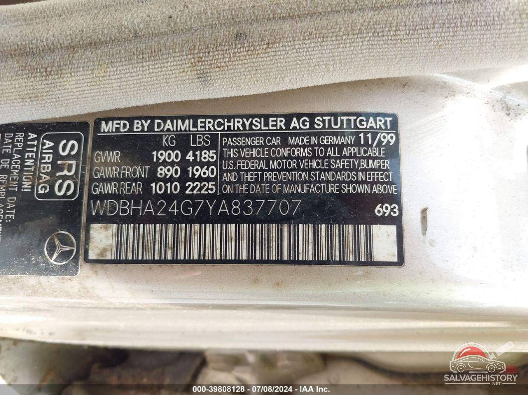 WDBHA24G7YA837707 2000 MERCEDES-BENZ C 230 photo no. 9