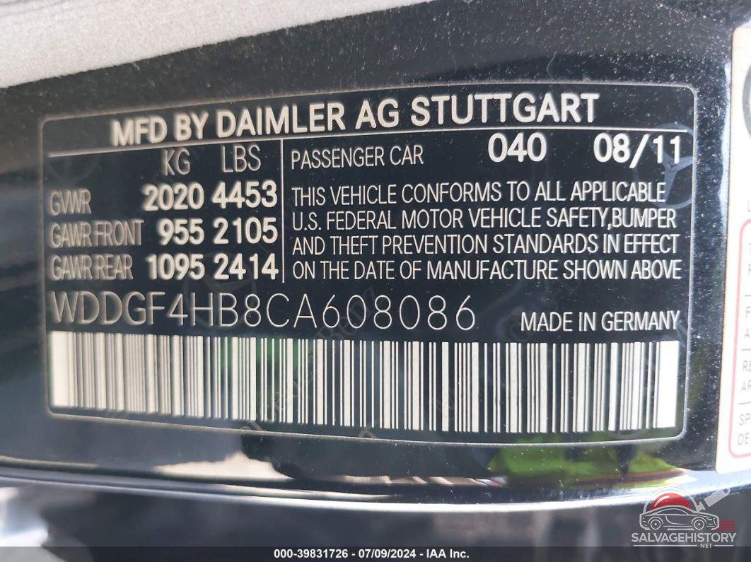 WDDGF4HB8CA608086 2012 MERCEDES-BENZ C 250 photo no. 9