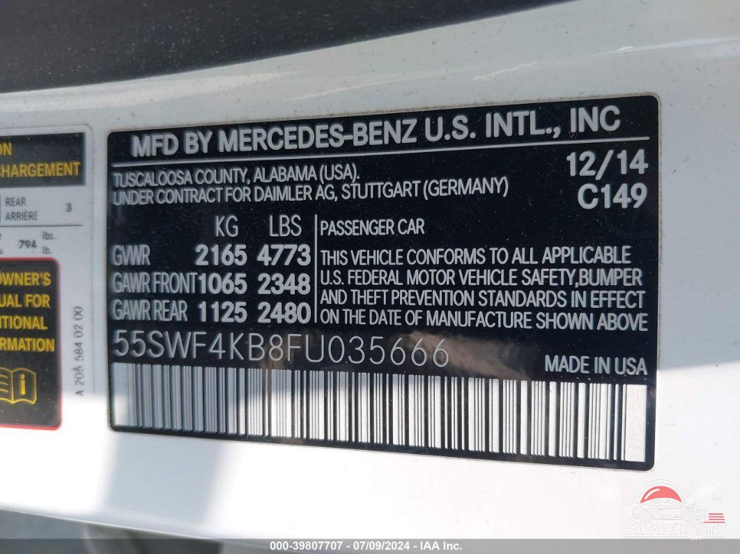 55SWF4KB8FU035666 2015 MERCEDES-BENZ C 300 photo no. 9