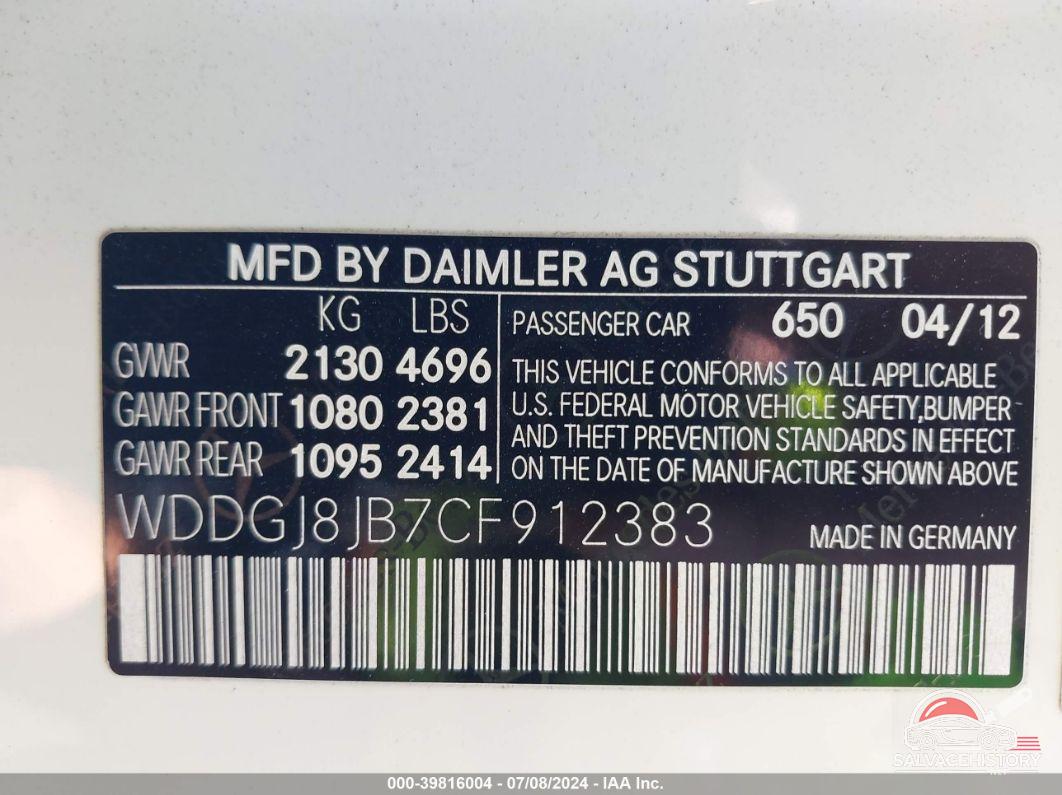 WDDGJ8JB7CF912383 2012 MERCEDES-BENZ C 350 photo no. 9