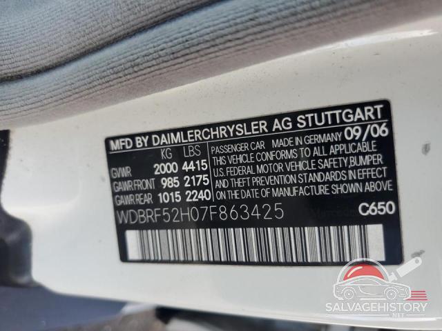 WDBRF52H07F863425 2007 MERCEDES-BENZ C-CLASS photo no. 12