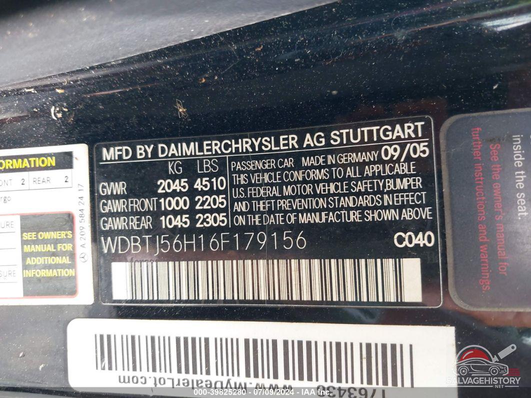WDBTJ56H16F179156 2006 MERCEDES-BENZ CLK 350 photo no. 9