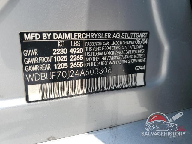 WDBUF70J24A603306 2004 MERCEDES-BENZ E-CLASS photo no. 12