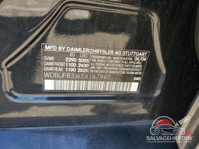 WDBUF83J65X167947 2005 MERCEDES-BENZ E-CLASS photo no. 12