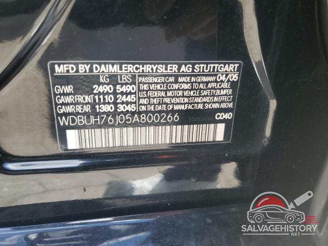 WDBUH76J05A800266 2005 MERCEDES-BENZ E-CLASS photo no. 12