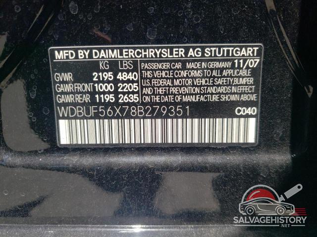 WDBUF56X78B279351 2008 MERCEDES-BENZ E-CLASS photo no. 12