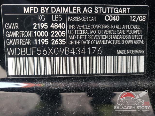 WDBUF56X09B434176 2009 MERCEDES-BENZ E-CLASS photo no. 12