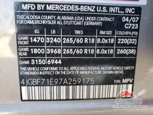 4JGBF71E97A259175 2007 MERCEDES-BENZ GL-CLASS photo no. 13
