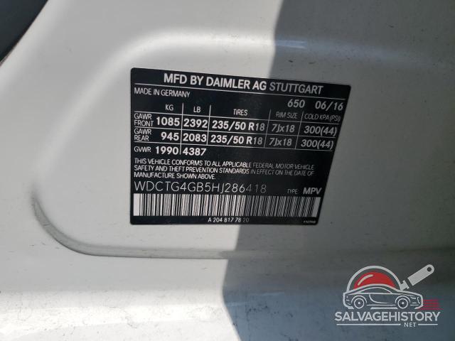 WDCTG4GB5HJ286418 2017 MERCEDES-BENZ GLA-CLASS photo no. 12