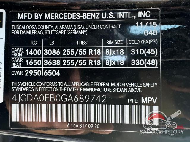 4JGDA0EB0GA689742 2016 MERCEDES-BENZ GLE-CLASS photo no. 10