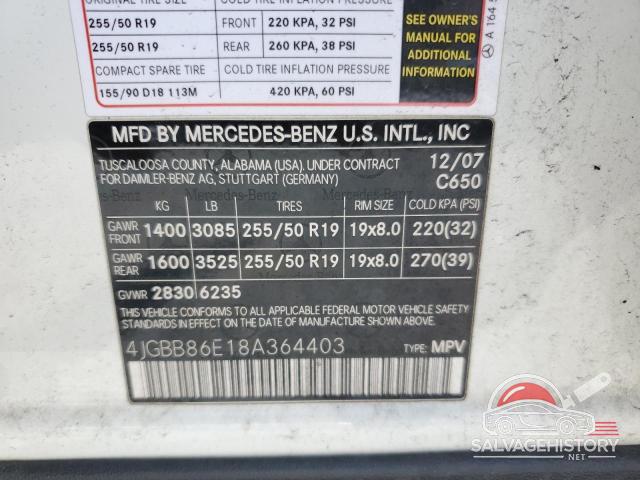 4JGBB86E18A364403 2008 MERCEDES-BENZ M-CLASS photo no. 12