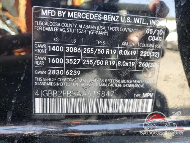 4JGBB2FB3AA618847 2010 MERCEDES-BENZ M-CLASS photo no. 12