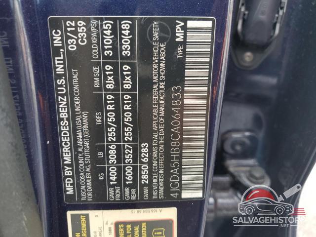4JGDA5HB8CA064833 2012 MERCEDES-BENZ M-CLASS photo no. 13