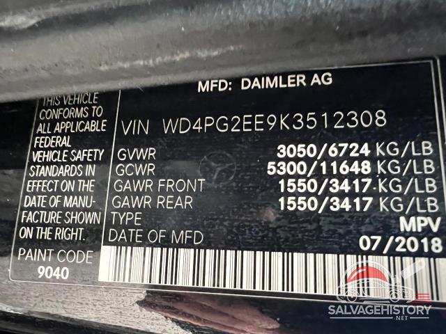 WD4PG2EE9K3512308 2019 MERCEDES-BENZ METRIS photo no. 10