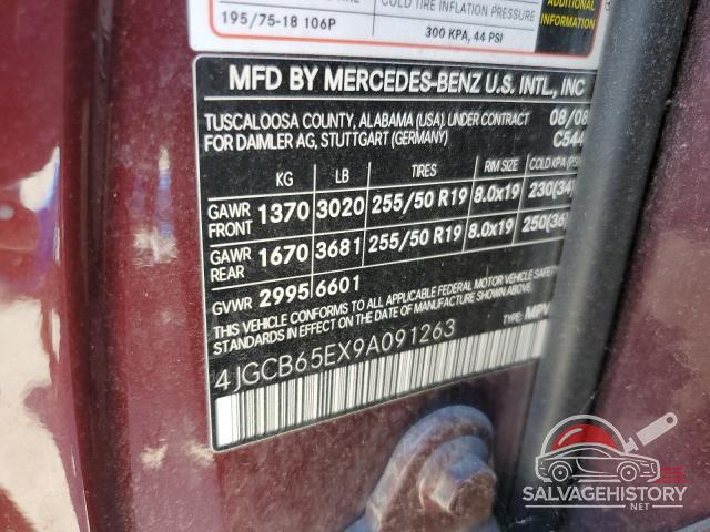 4JGCB65EX9A091263 2009 MERCEDES-BENZ R-CLASS photo no. 13