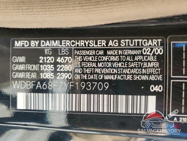 WDBFA68F7YF193709 2000 MERCEDES-BENZ SL-CLASS photo no. 12