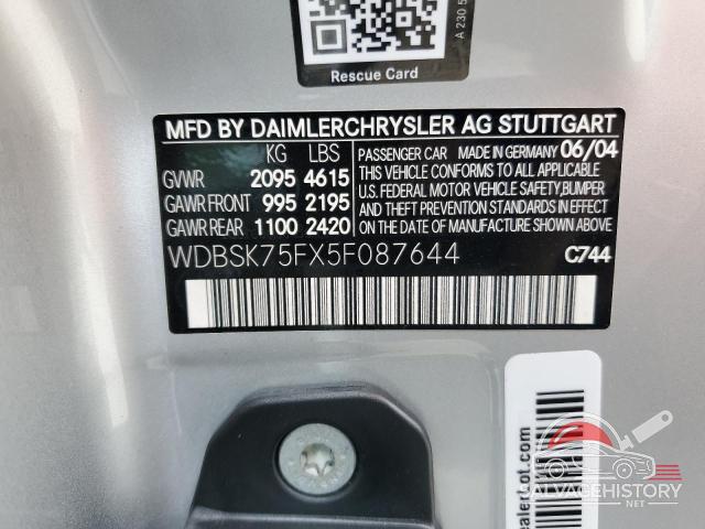 WDBSK75FX5F087644 2005 MERCEDES-BENZ SL-CLASS photo no. 13
