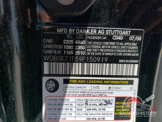 WDBSK71F59F150919 2009 MERCEDES-BENZ SL-CLASS photo no. 12