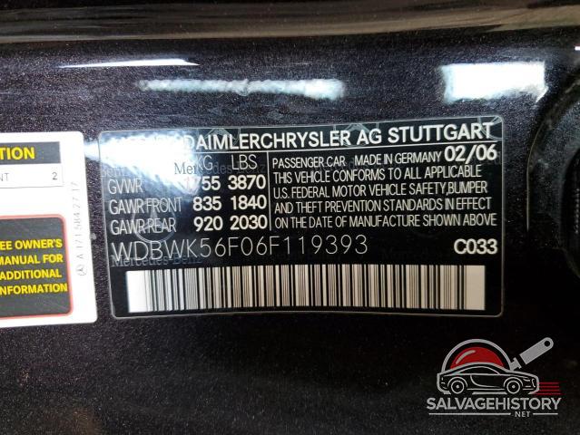 WDBWK56F06F119393 2006 MERCEDES-BENZ SLK-CLASS photo no. 12