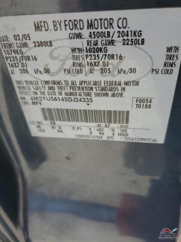 4M2YU56145DJ24335 2005 MERCURY MARINER photo no. 13