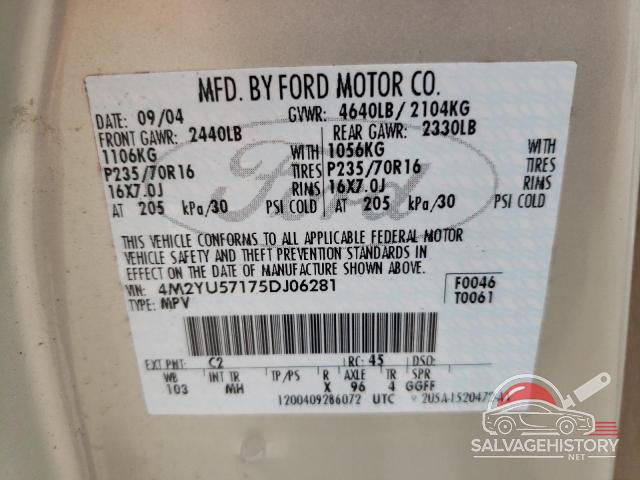 4M2YU57175DJ06281 2005 MERCURY MARINER photo no. 12