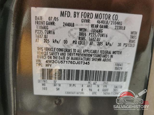 4M2CU57176DJ07345 2006 MERCURY MARINER photo no. 12