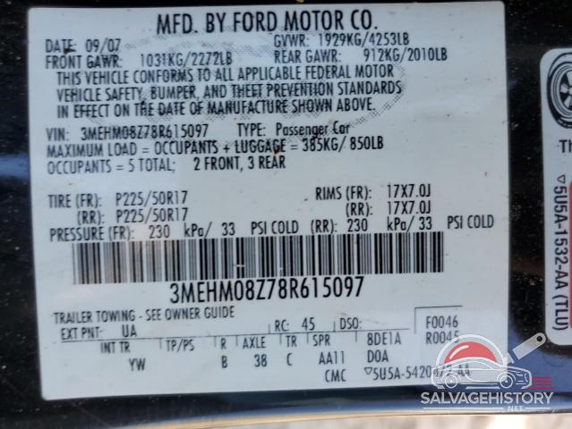 3MEHM08Z78R615097 2008 MERCURY MILAN photo no. 13