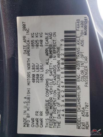 4A3AK24F18E002179 2008 MITSUBISHI ECLIPSE photo no. 12