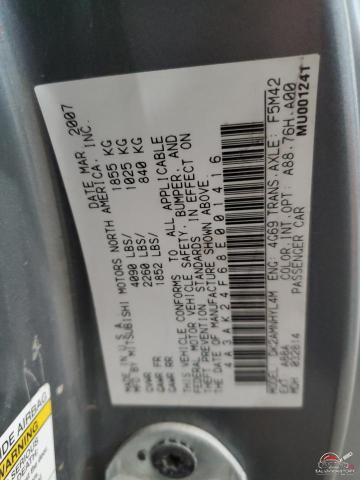4A3AK24F68E001416 2008 MITSUBISHI ECLIPSE photo no. 12