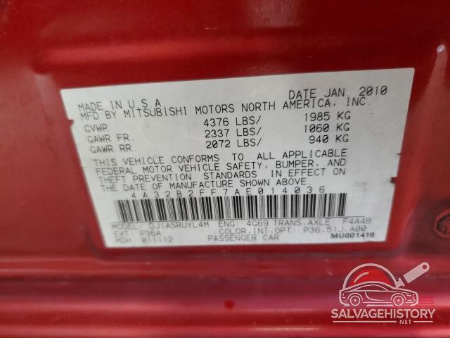 4A32B2FF7AE014036 2010 MITSUBISHI GALANT photo no. 12