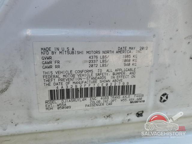 4A32B2FF7CE022799 2012 MITSUBISHI GALANT photo no. 12