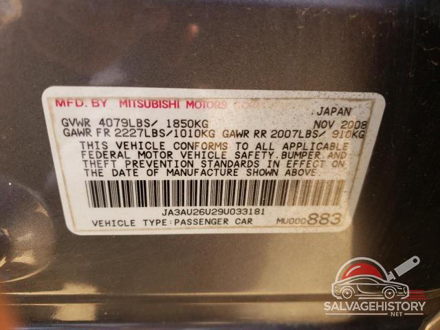 JA3AU26U29U033181 2009 MITSUBISHI LANCER photo no. 12