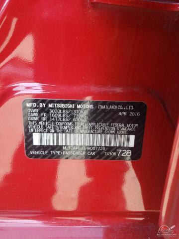ML32A4HJ3HH007728 2017 MITSUBISHI MIRAGE photo no. 12