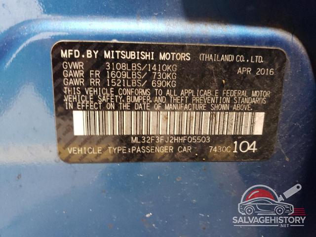 ML32F3FJ2HHF05503 2017 MITSUBISHI MIRAGE photo no. 12