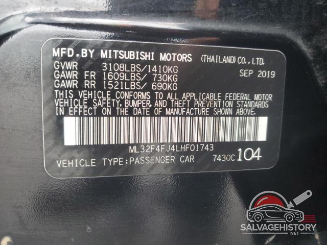 ML32F4FJ4LHF01743 2020 MITSUBISHI MIRAGE photo no. 13