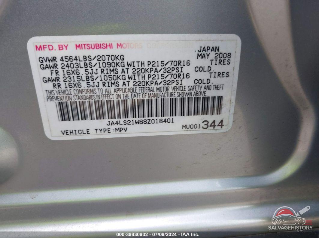 JA4LS21W88Z018401 2008 MITSUBISHI OUTLANDER photo no. 9