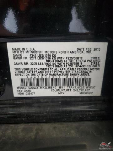 4A4AR3AU9FE026274 2015 MITSUBISHI OUTLANDER photo no. 13