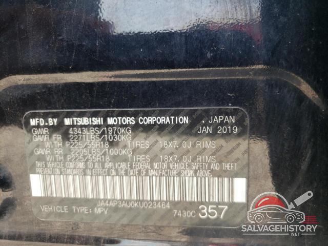 JA4AP3AU0KU023464 2019 MITSUBISHI OUTLANDER photo no. 12