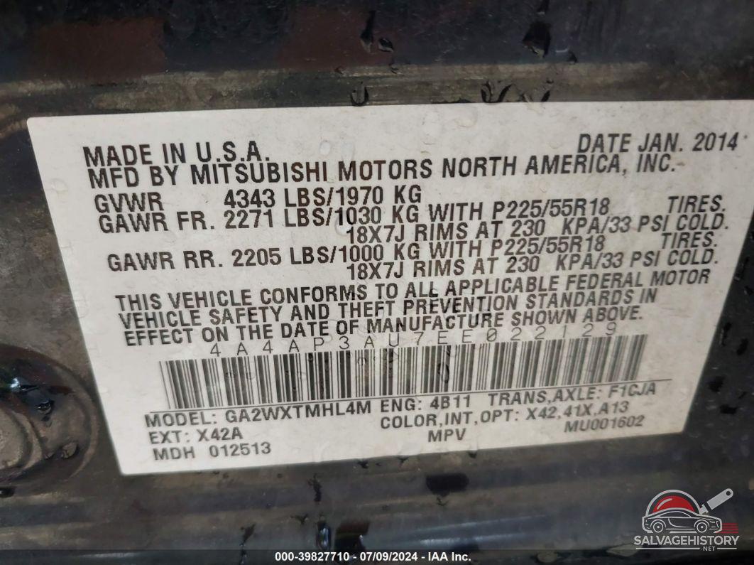 4A4AP3AU7EE022129 2014 MITSUBISHI OUTLANDER SPORT photo no. 9