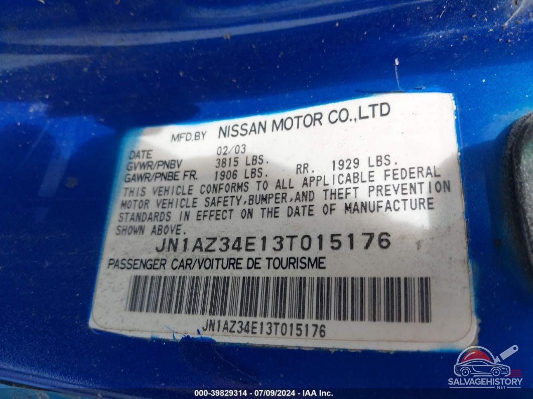 JN1AZ34E13T015176 2003 NISSAN 350Z photo no. 9