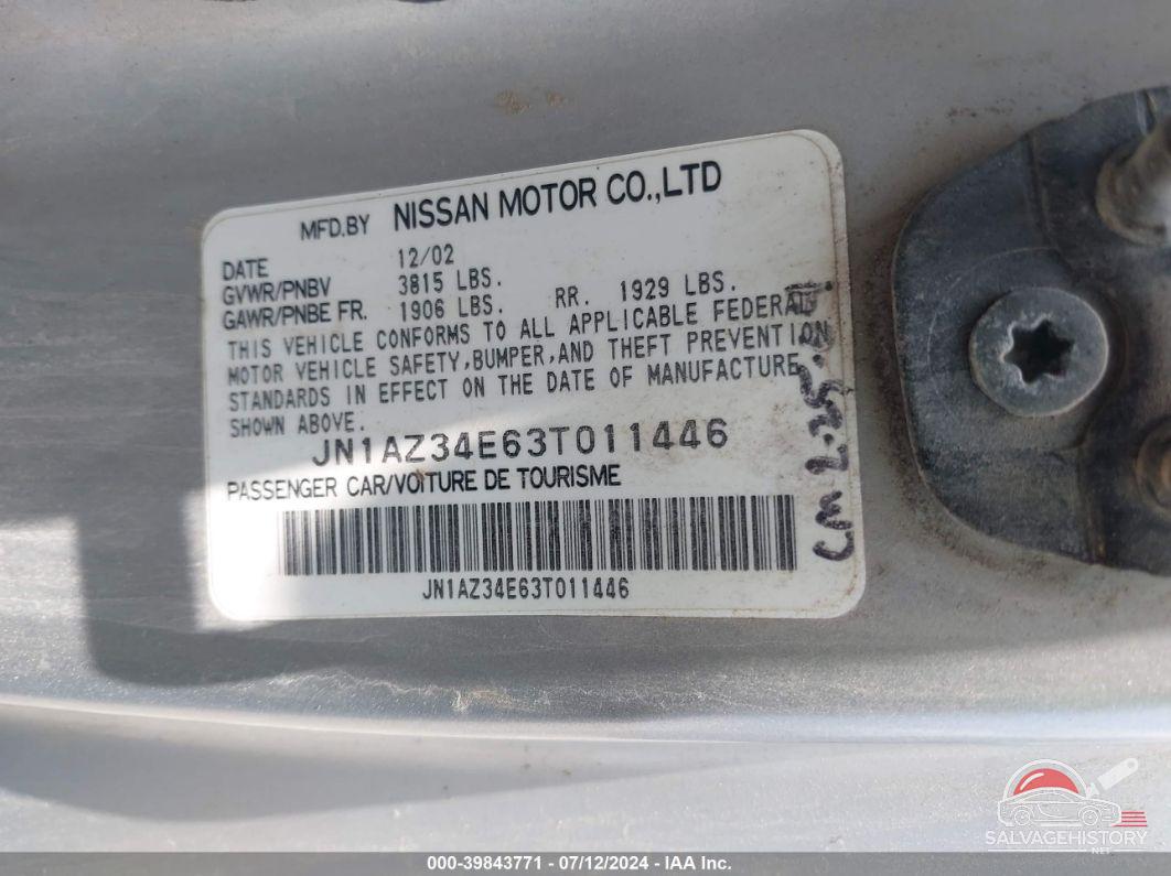 JN1AZ34E63T011446 2003 NISSAN 350Z photo no. 9