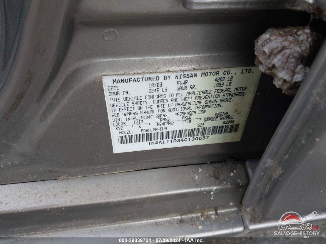 1N4AL11D34C130657 2004 NISSAN ALTIMA photo no. 9